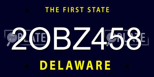 2OBZ458 Delaware License Plate