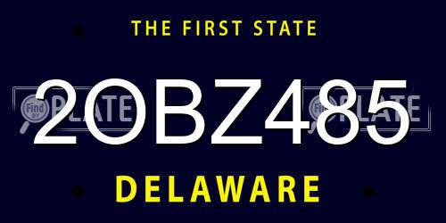 2OBZ485 Delaware License Plate