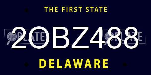 2OBZ488 Delaware License Plate