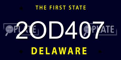 2OD407 Delaware License Plate