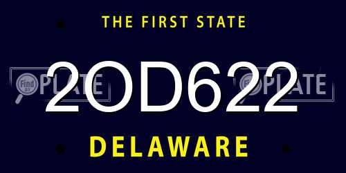 2OD622 Delaware License Plate