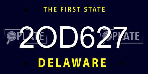 2OD627 Delaware License Plate