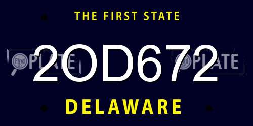 2OD672 Delaware License Plate