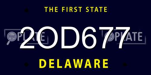 2OD677 Delaware License Plate