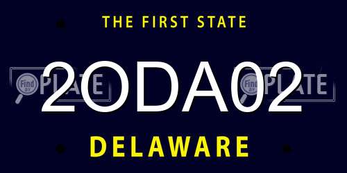 2ODA02 Delaware License Plate