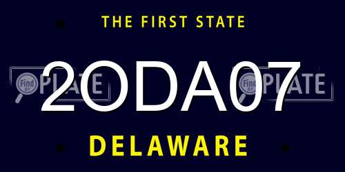 2ODA07 Delaware License Plate
