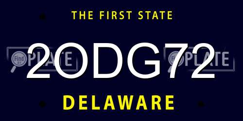 2ODG72 Delaware License Plate
