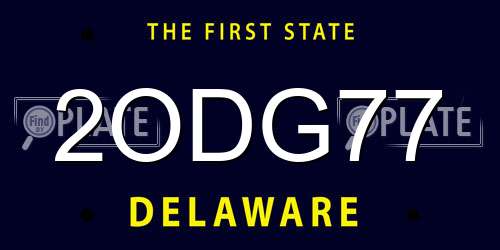 2ODG77 Delaware License Plate