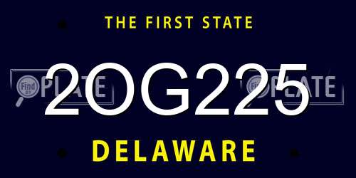 2OG225 Delaware License Plate