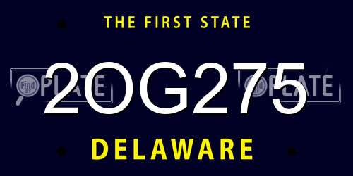2OG275 Delaware License Plate