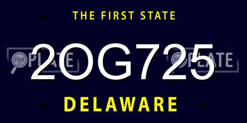 2OG725 Delaware License Plate