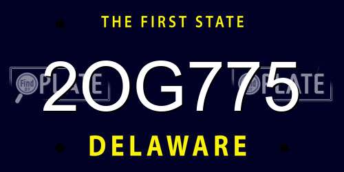 2OG775 Delaware License Plate