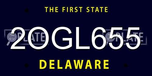 2OGL655 Delaware License Plate
