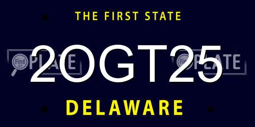 2OGT25 Delaware License Plate
