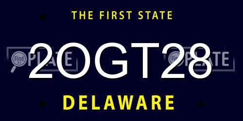 2OGT28 Delaware License Plate