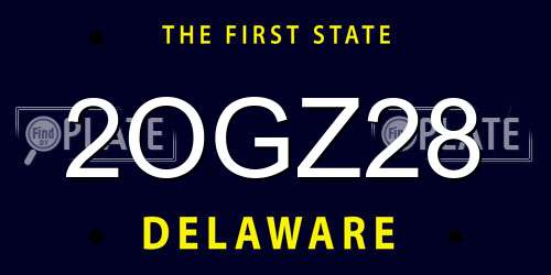 2OGZ28 Delaware License Plate