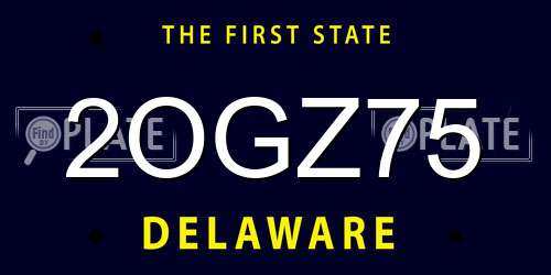 2OGZ75 Delaware License Plate