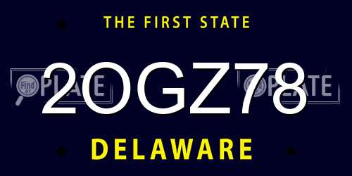 2OGZ78 Delaware License Plate