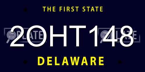 2OHT148 Delaware License Plate
