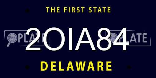2OIA84 Delaware License Plate