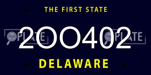 2OO402 Delaware License Plate
