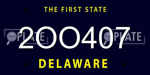 2OO407 Delaware License Plate