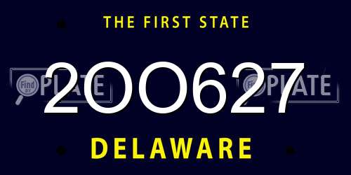 2OO627 Delaware License Plate