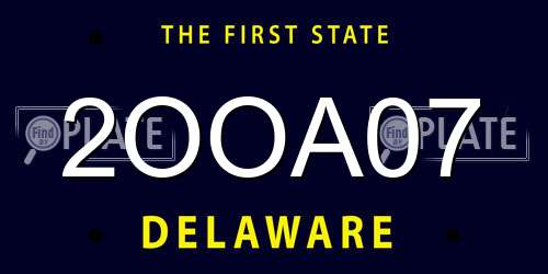 2OOA07 Delaware License Plate