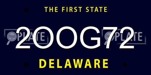 2OOG72 Delaware License Plate