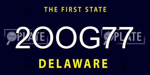 2OOG77 Delaware License Plate