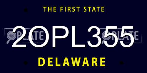 2OPL355 Delaware License Plate