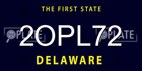 2OPL72 Delaware License Plate