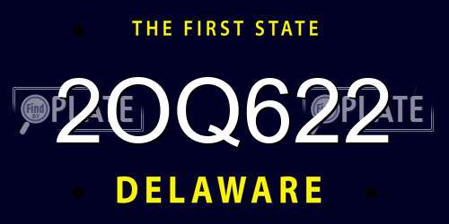 2OQ622 Delaware License Plate