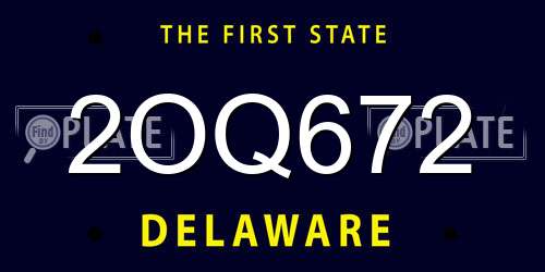 2OQ672 Delaware License Plate