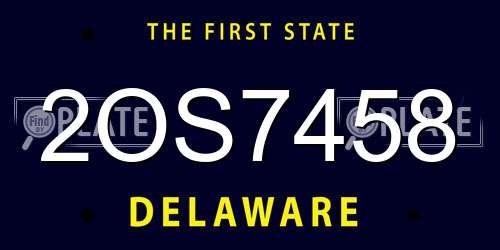 2OS7458 Delaware License Plate