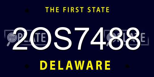2OS7488 Delaware License Plate