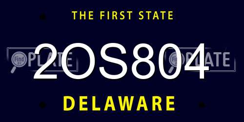 2OS804 Delaware License Plate
