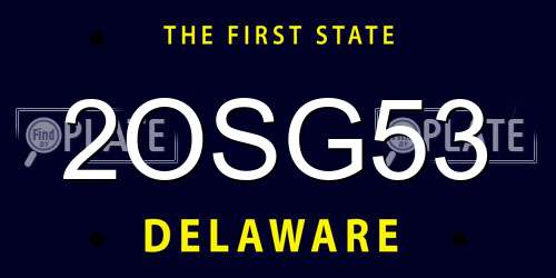 2OSG53 Delaware License Plate