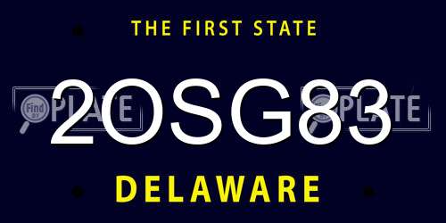 2OSG83 Delaware License Plate
