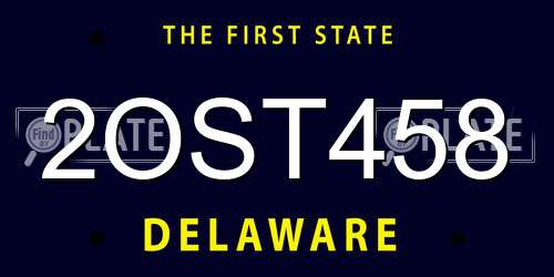 2OST458 Delaware License Plate