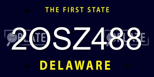 2OSZ488 Delaware License Plate