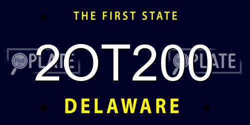 2OT200 Delaware License Plate