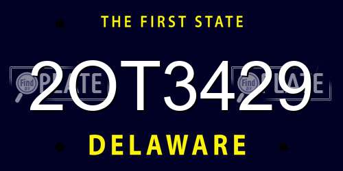 2OT3429 Delaware License Plate
