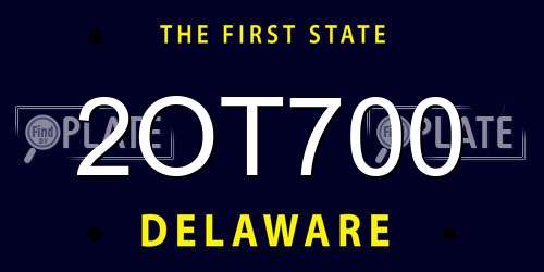 2OT700 Delaware License Plate