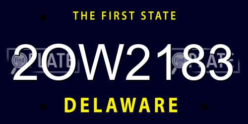 2OW2183 Delaware License Plate