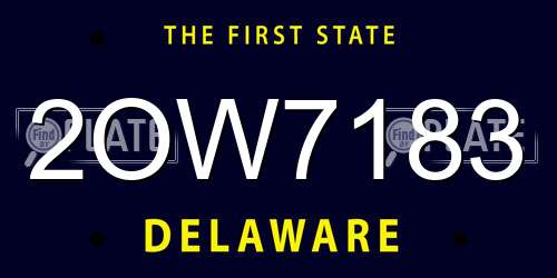 2OW7183 Delaware License Plate