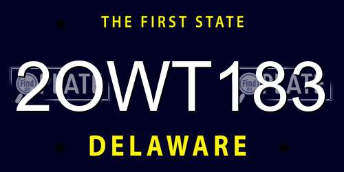 2OWT183 Delaware License Plate