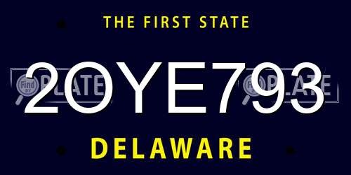 2OYE793 Delaware License Plate