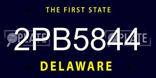 2PB5844 Delaware License Plate