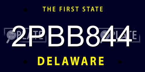 2PBB844 Delaware License Plate